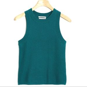 Anthropologie Quinn Textured Knit Cotton Sleeveless Green Sweater Sz Small NWT